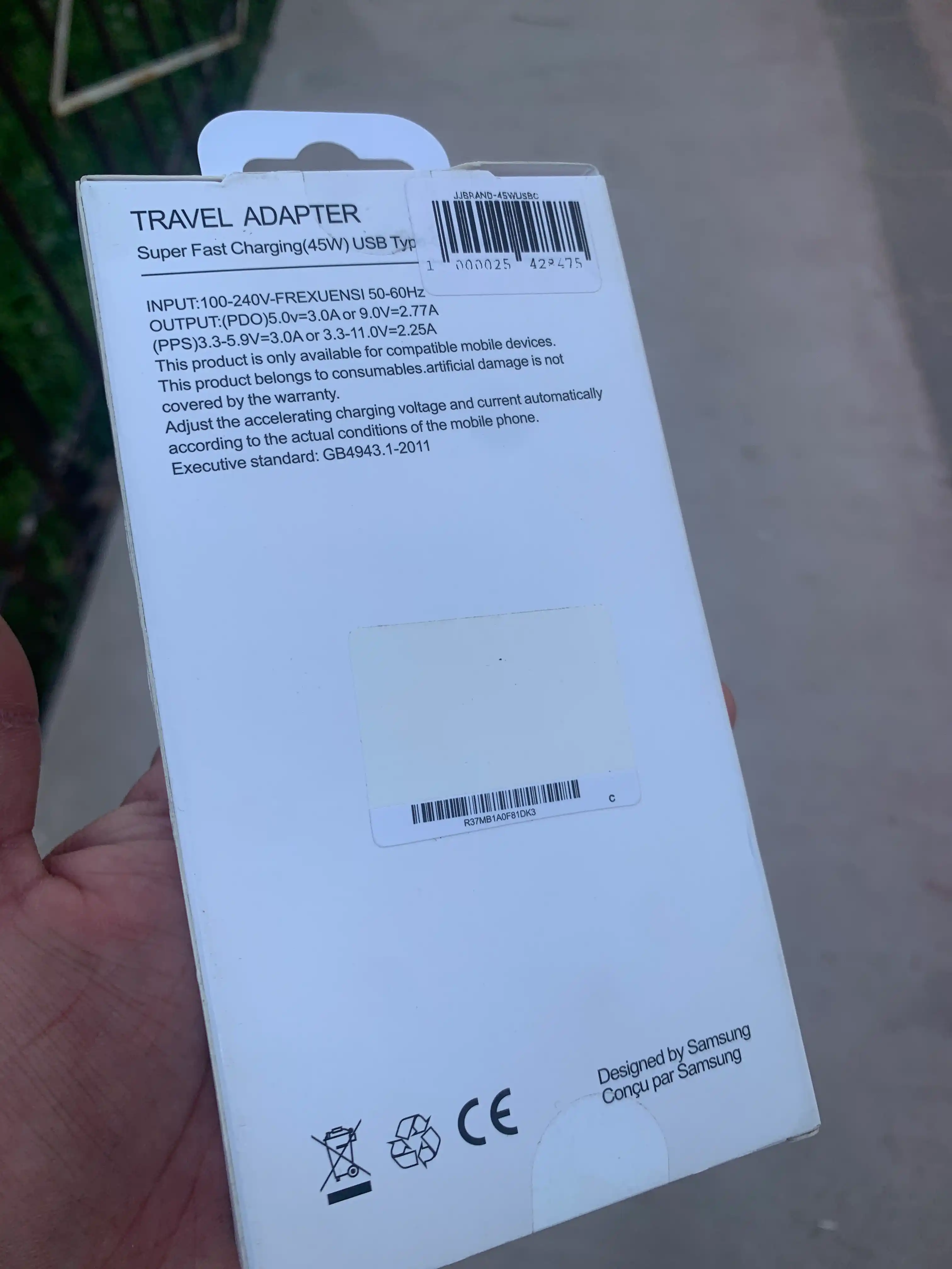 Quvvatlash qurilmasi Samsung 45W USB C