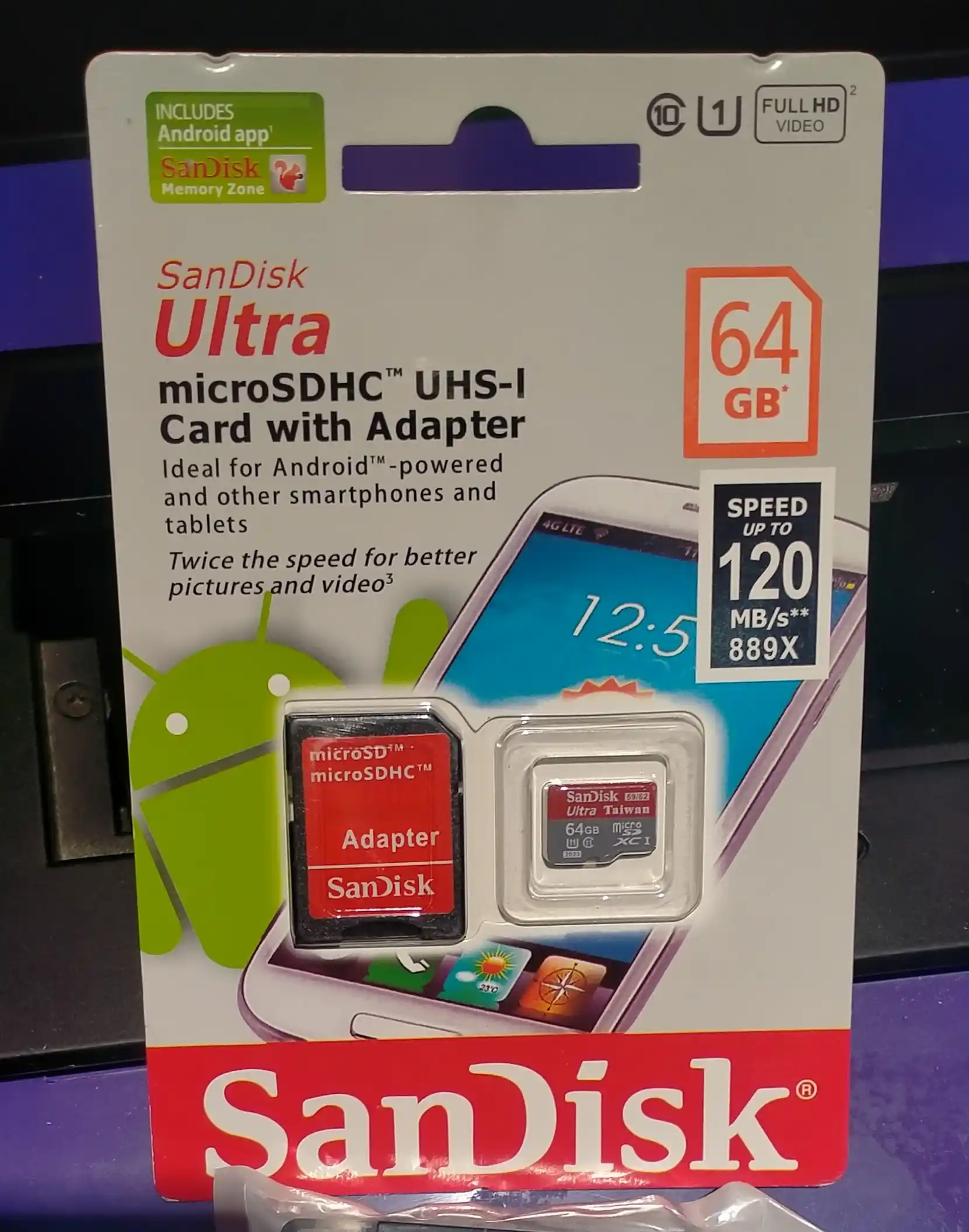 Карта памяти SanDisk Ultra microSDHC UHS-I, с адаптером