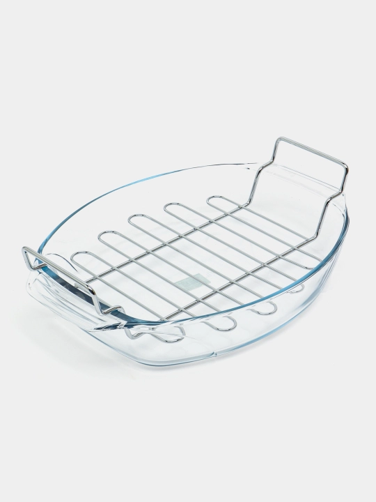 Issiqlikka chidamli pishiriladigan idish, panjara bilan PYREX, 4 litr, 39 * 27 sm - 