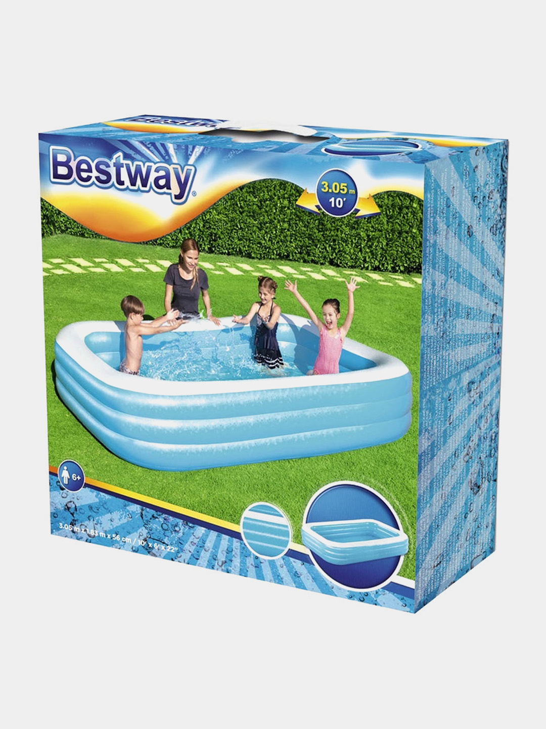 Надувной прямоугольный бассейн, 305х183х46 см, 850 л, Bestway 54150 ...