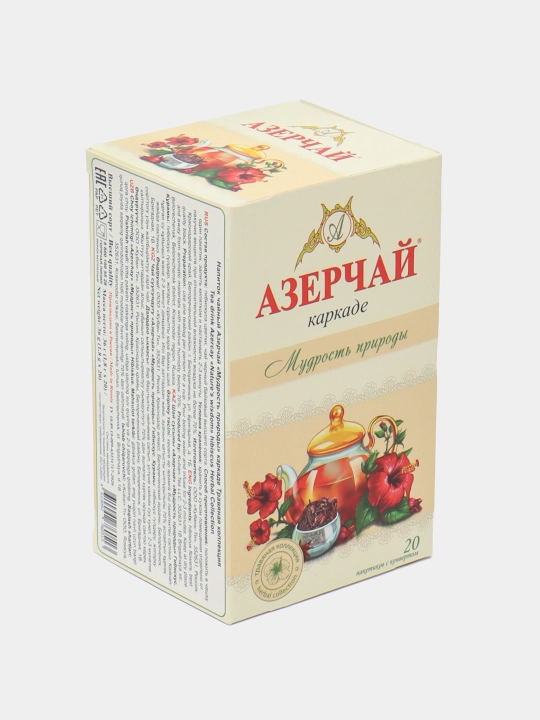 АЗЕРЧАЙ "Мудрость природы" чай с каркаде пакет с конвертом, 1,8 г, 20 пакетиков, черный