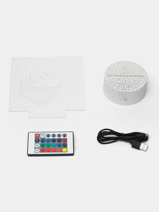 Tungi chiroq Anime Tokyo Ghoul 3D, bosharish pulti, LED RGB yoritgichi va USB bilan, sovga