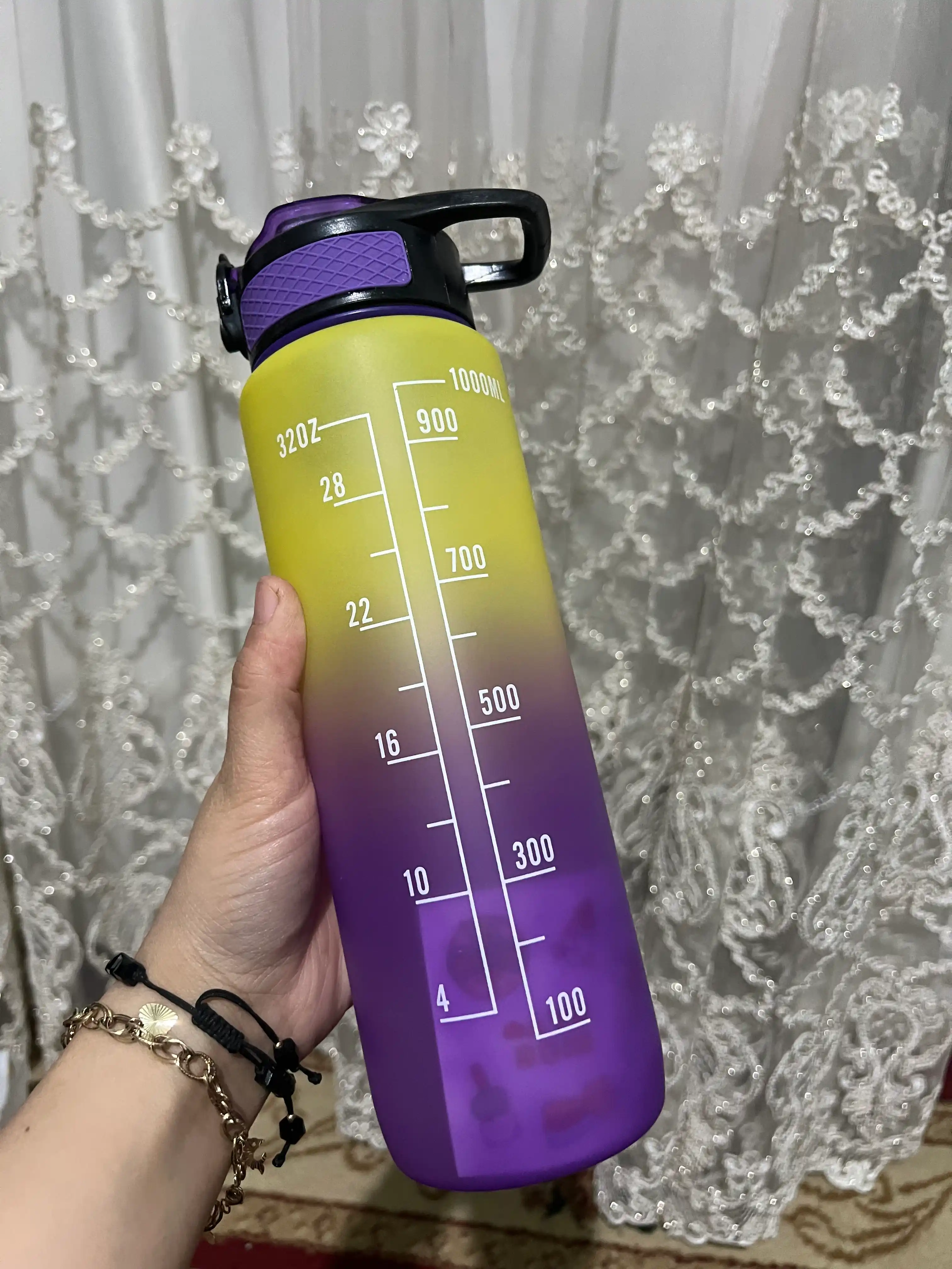 Fitnes uchun sport suv idish shishasi, gradient rangli, 1 litr