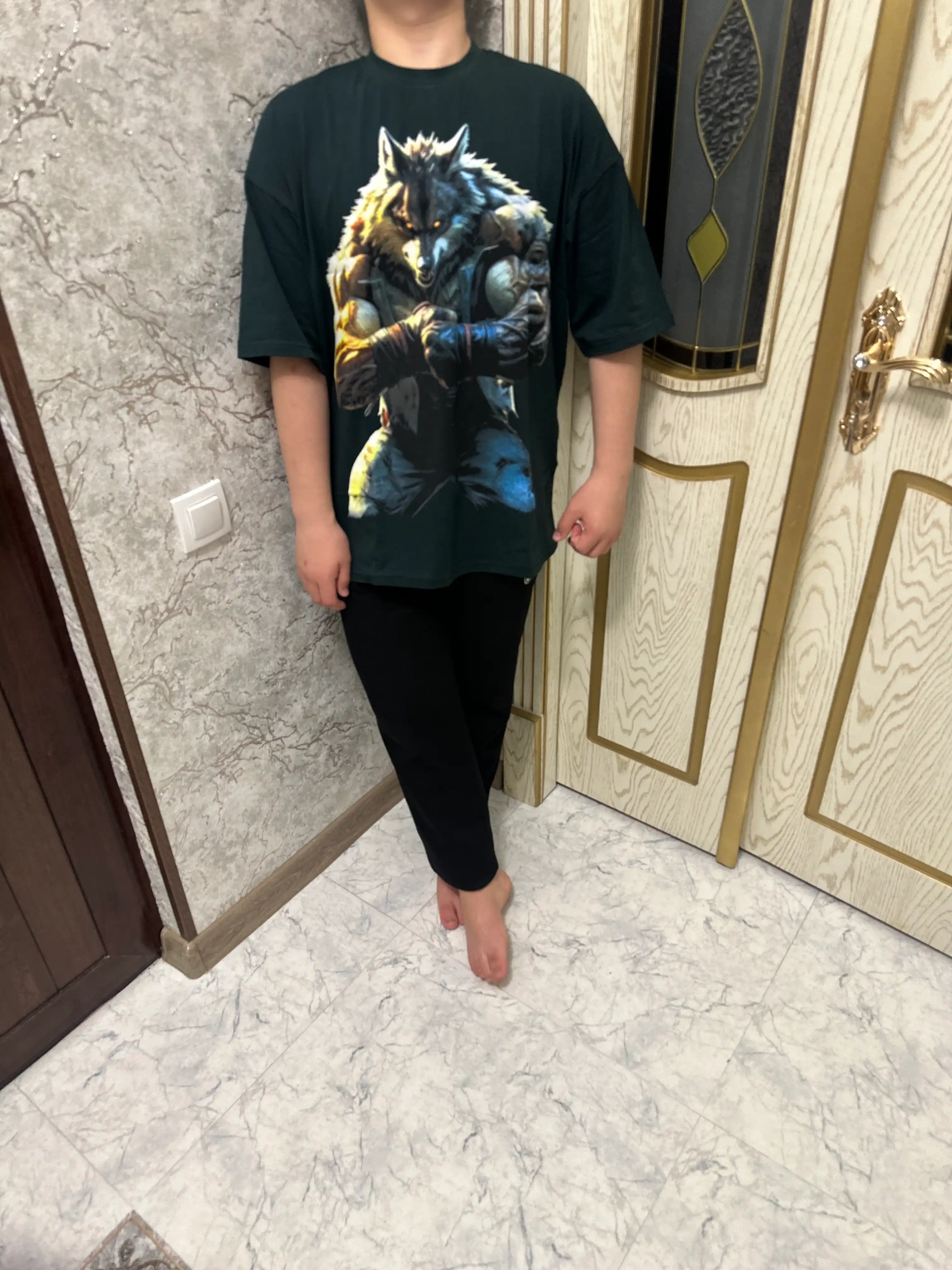 Erkaklar va ayollar uchun futbolka, oversiz, print bilan, unisex, paxta