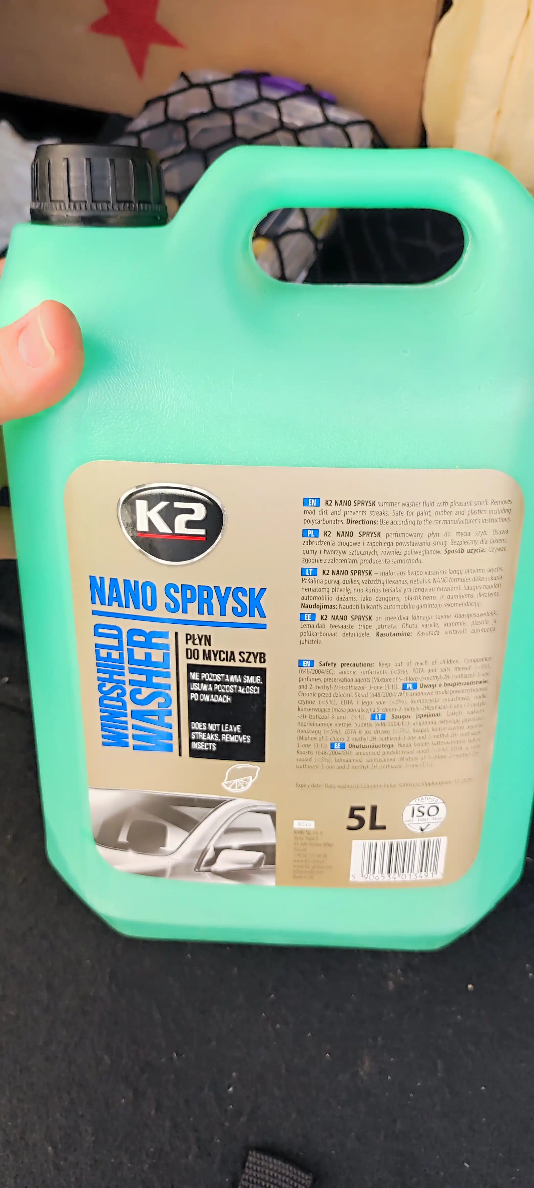 K2 NANO SPRYSK Очиститель стёкол, летний, высокоэффективный, с приятным ароматом, 5 литров