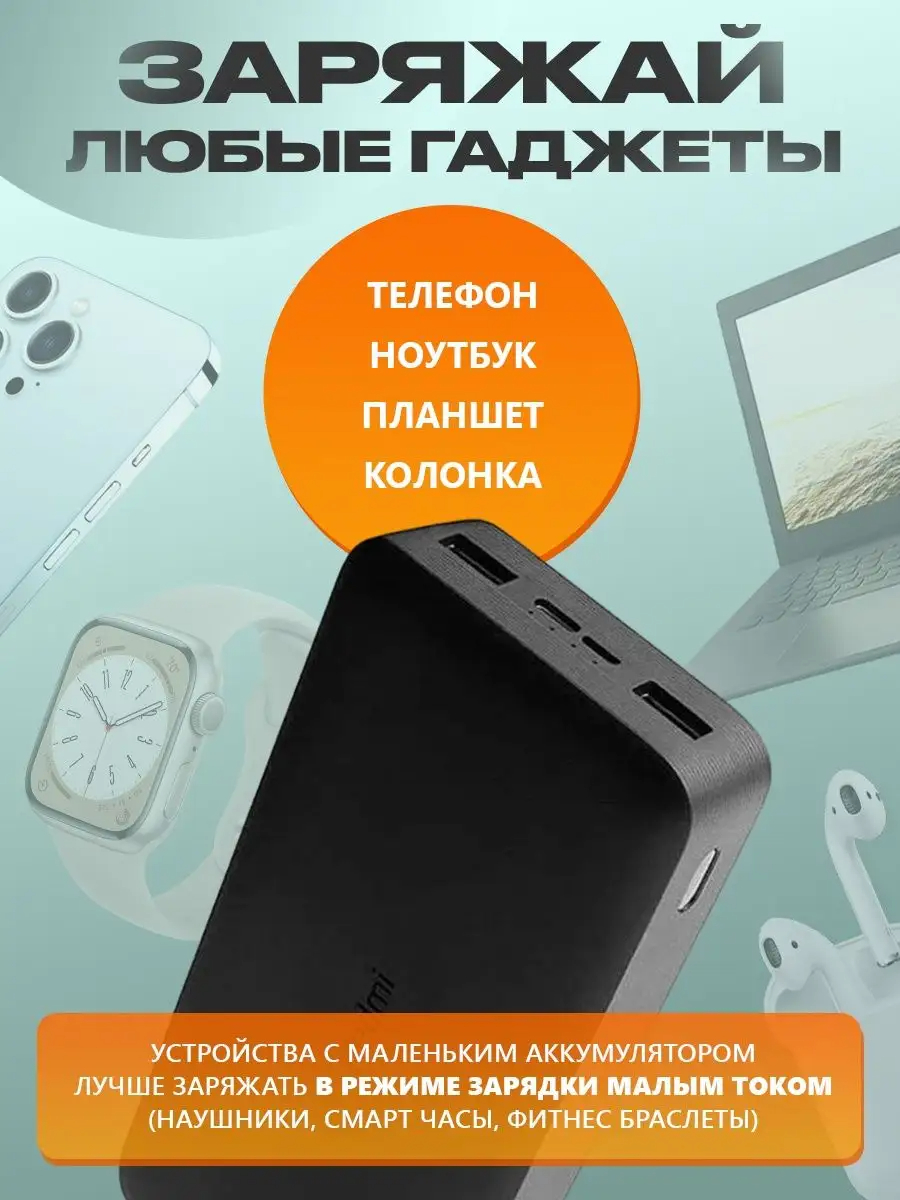 Внешний аккумулятор Xiaomi Redmi Power Bank 20000 mah 18W, с быстрой  зарядкой купить по низким ценам в интернет-магазине Uzum (1001713)