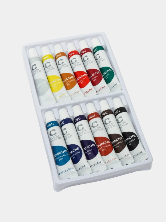 Краски гуашь, Deli, EC11 Color Emotion 5, 12 и 24 цветов