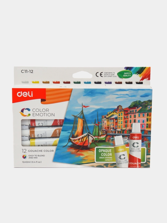 Краски гуашь, Deli, EC11 Color Emotion 5, 12 и 24 цветов