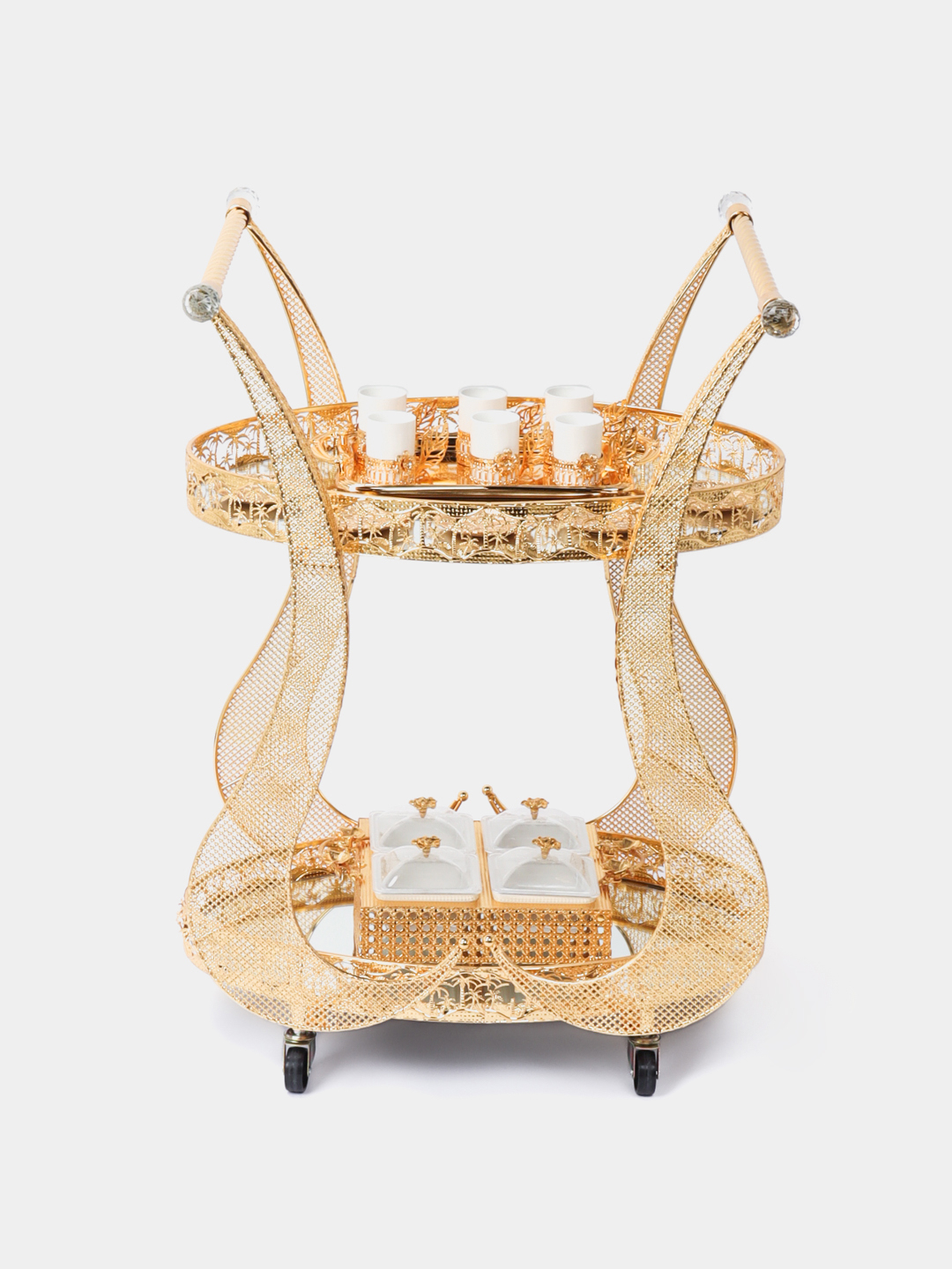 Тележка с колесиками для перевозки пищи золотистый купить по низким ...