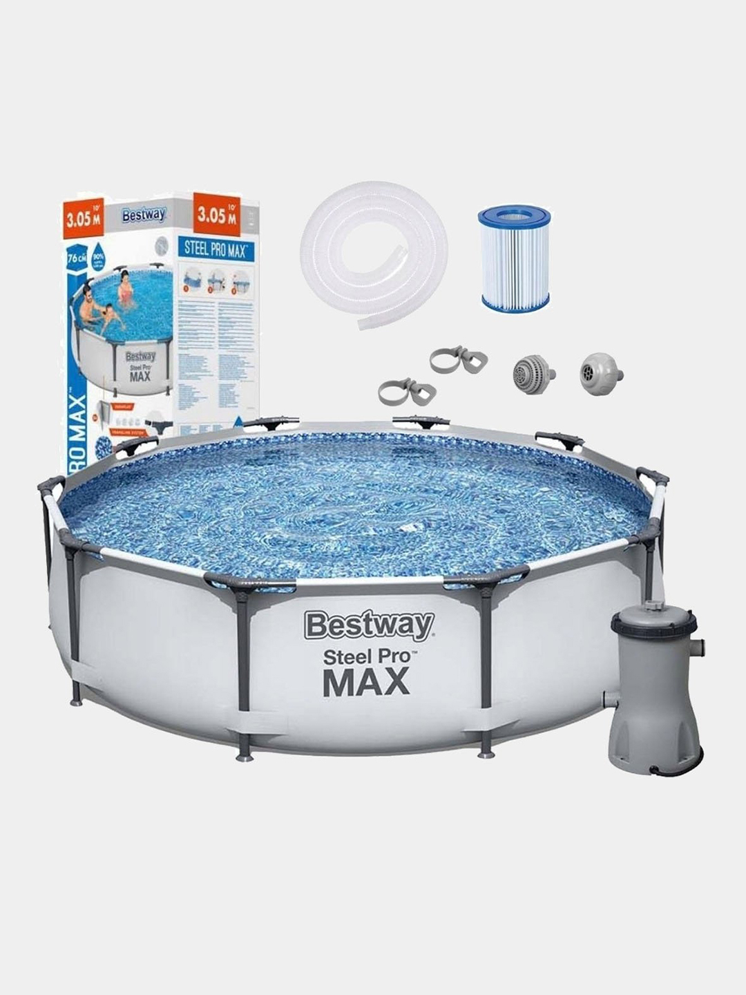 Каркасный бассейн круглый 305 * 76 см, Bestway 56408, с фильтр-насосом ...