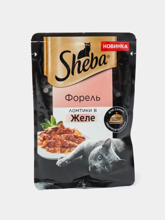 Sheba kattalar mushuklari uchun nam ovqat, alabalk bilan sousli bo'laklar, 75 g x 28 dona