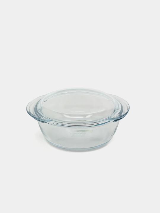 Жаропрочная круглая кастрюля с крышкой PYREX, 1.4 л