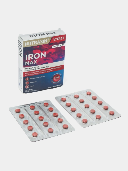 Nutraxin Iron Max 17 Mg Железо, витамин C, витамин B6, фолиевая кислота и B12, 30 таблеток