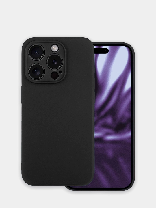 Chexol iPhone 7,8,SE,X,XS,11,12,13,14,15,16,17,Pro,Max,Plus,mini uchun,qora,silikon,G'ilof