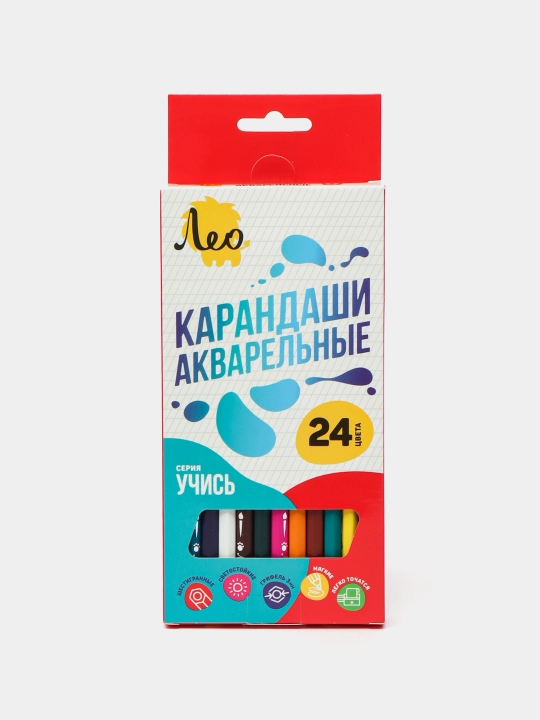 Лео "Учись" набор акварельных карандашей заточенный, 4 х 24 цвета, LNSWP-24 q0000039908