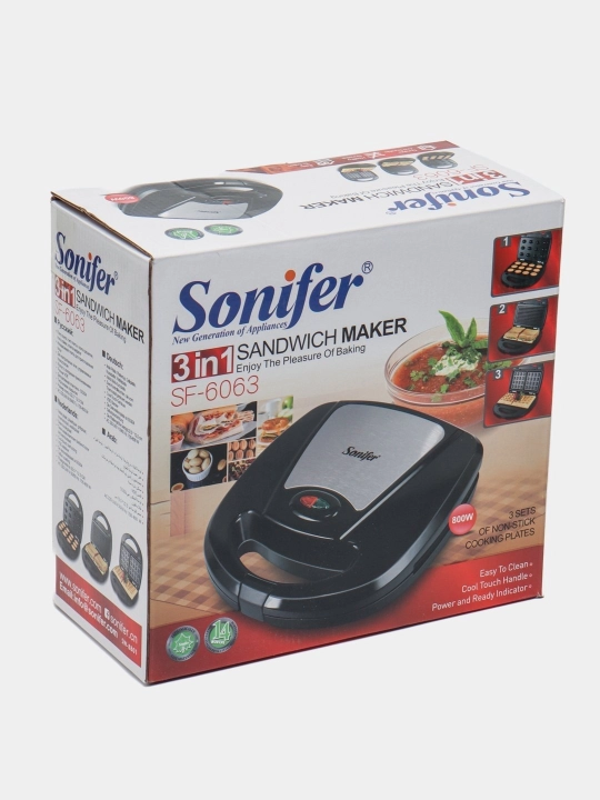 3 в 1 тостер вафельница, орешки Sonifer SF-6063, 750 Вт