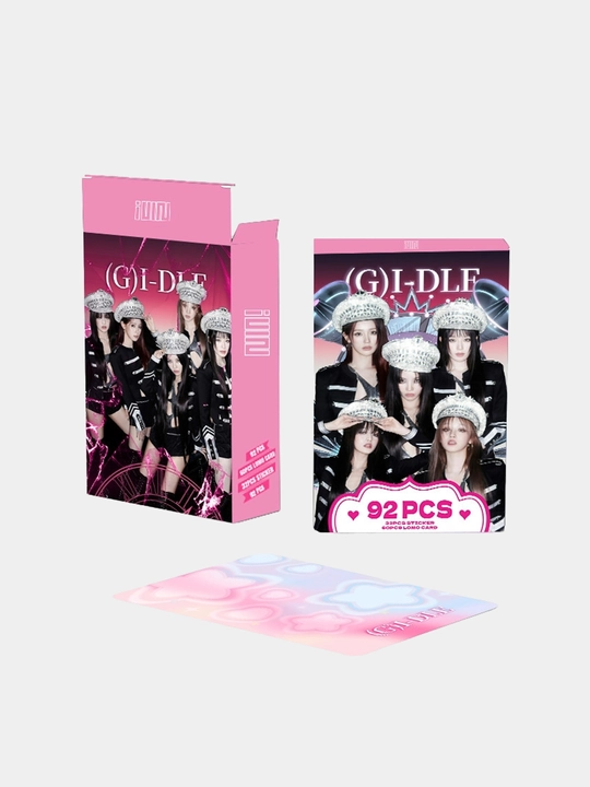 Коллекционные LOMO карточки K-POP G I-DLE, 92 шт, 60 карточек "GIDLE" и 32 стикера