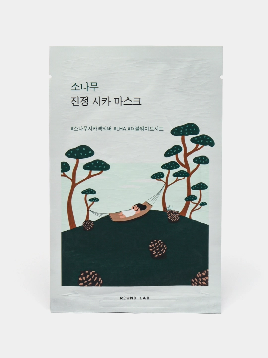 Успокаивающая маска от покраснений и раздражений, Round Lab Pine Calming Cica Sheet Mask - 