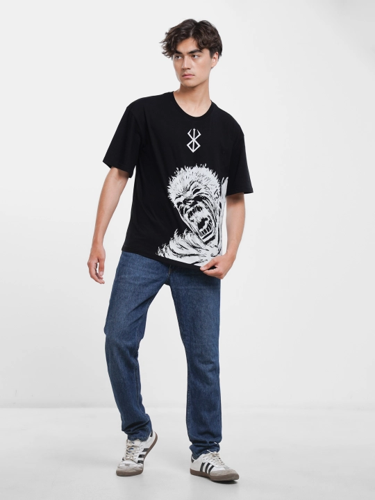 Futbolka oversize print bilan Berserk, uniseks