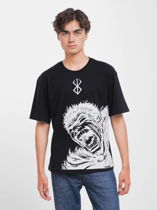 Futbolka oversize print bilan Berserk, uniseks