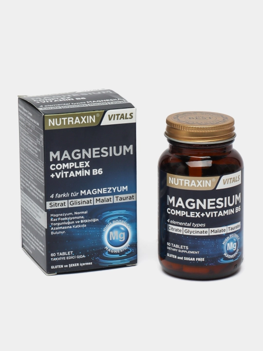 Nutraxin Magnesium Complex B6 125 Mg, magniy kompleksi va vitamin B6, 60 tabletka