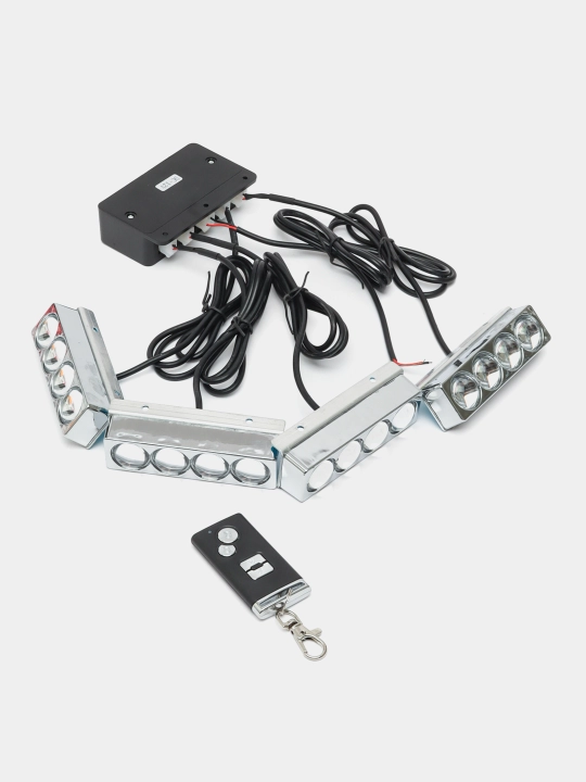 LED stroboskoplar, migalka, masofadan boshqarish pulti bilan, 3 * 10 sm, 4 dona
