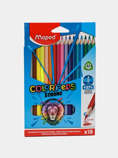 Карандаши 18 цветов Maped Color Peps Strong повышенной прочности 862718 q0000011662 — MAPEDST-MAPE707