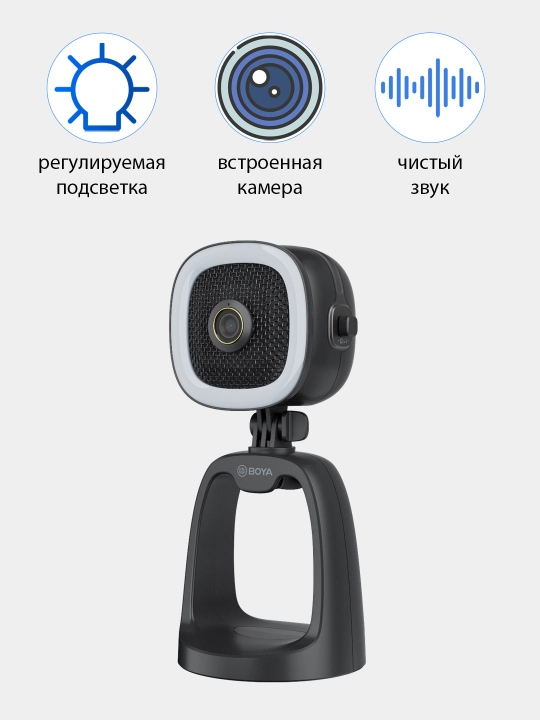 Многофункциональный настольный USB микрофон BOYA BY-CM6A/B, с встроенной камерой - 