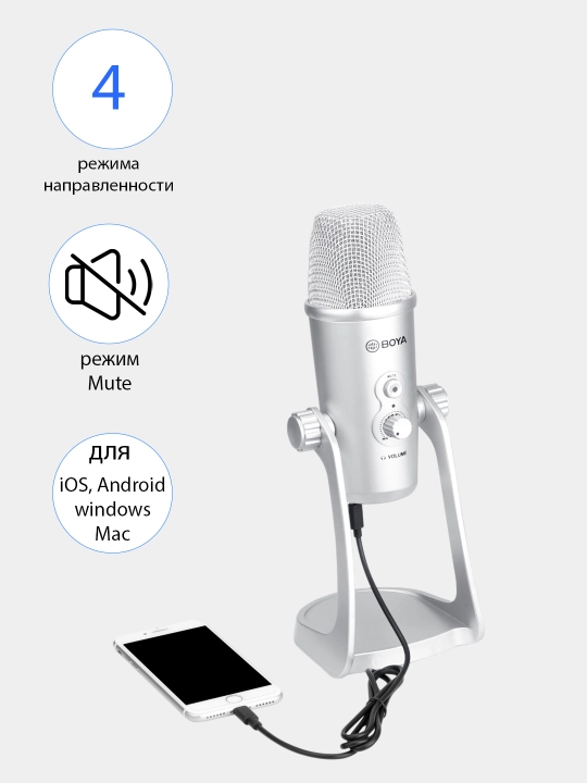 Универсальный конденсаторный USB-микрофон Boya BY-PM700SP - 