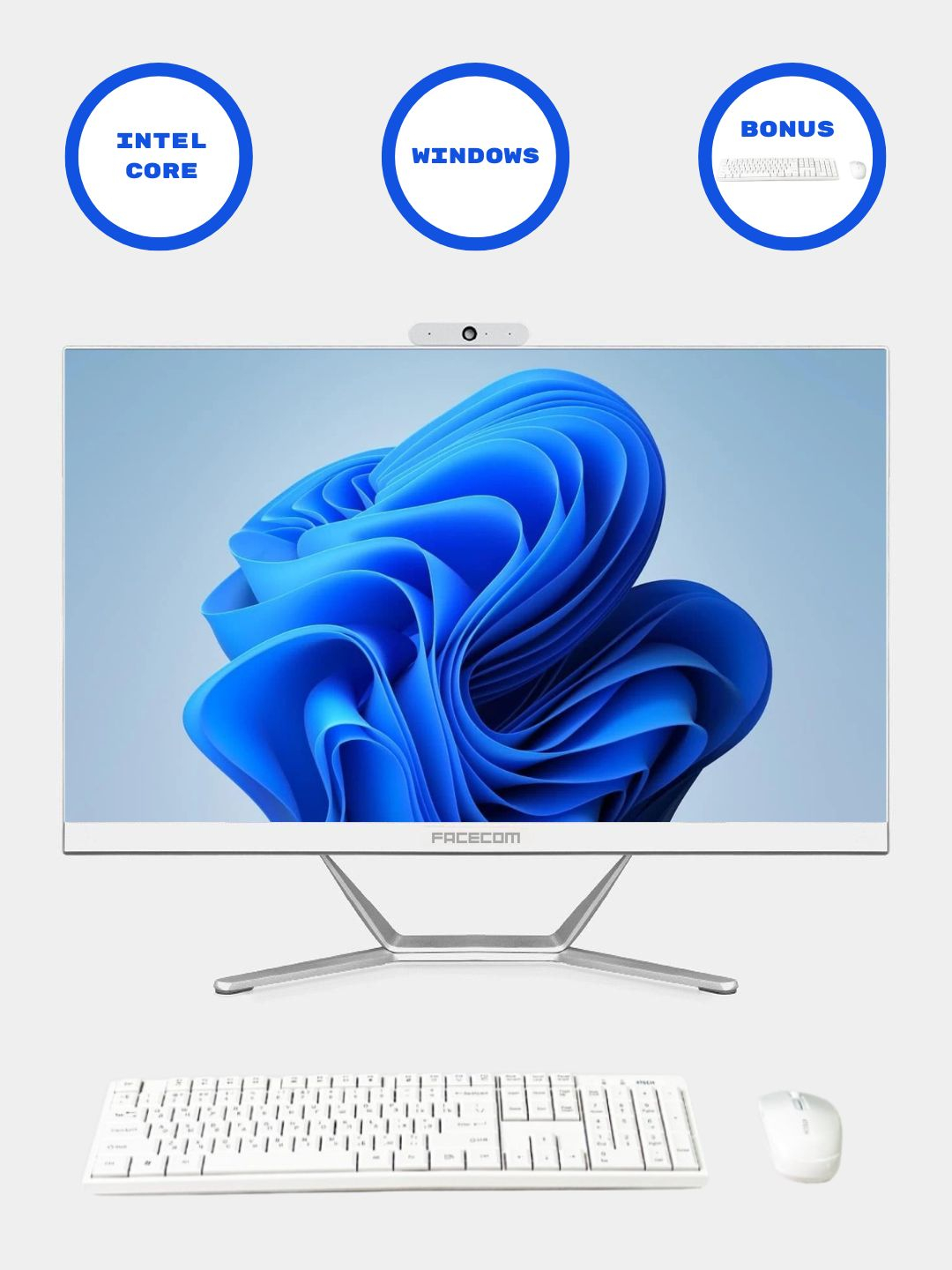 Моноблок Facecom, 24 дюйма, Full HD, Core i5, 8 ГБ ОЗУ, SSD 256 ГБ ...
