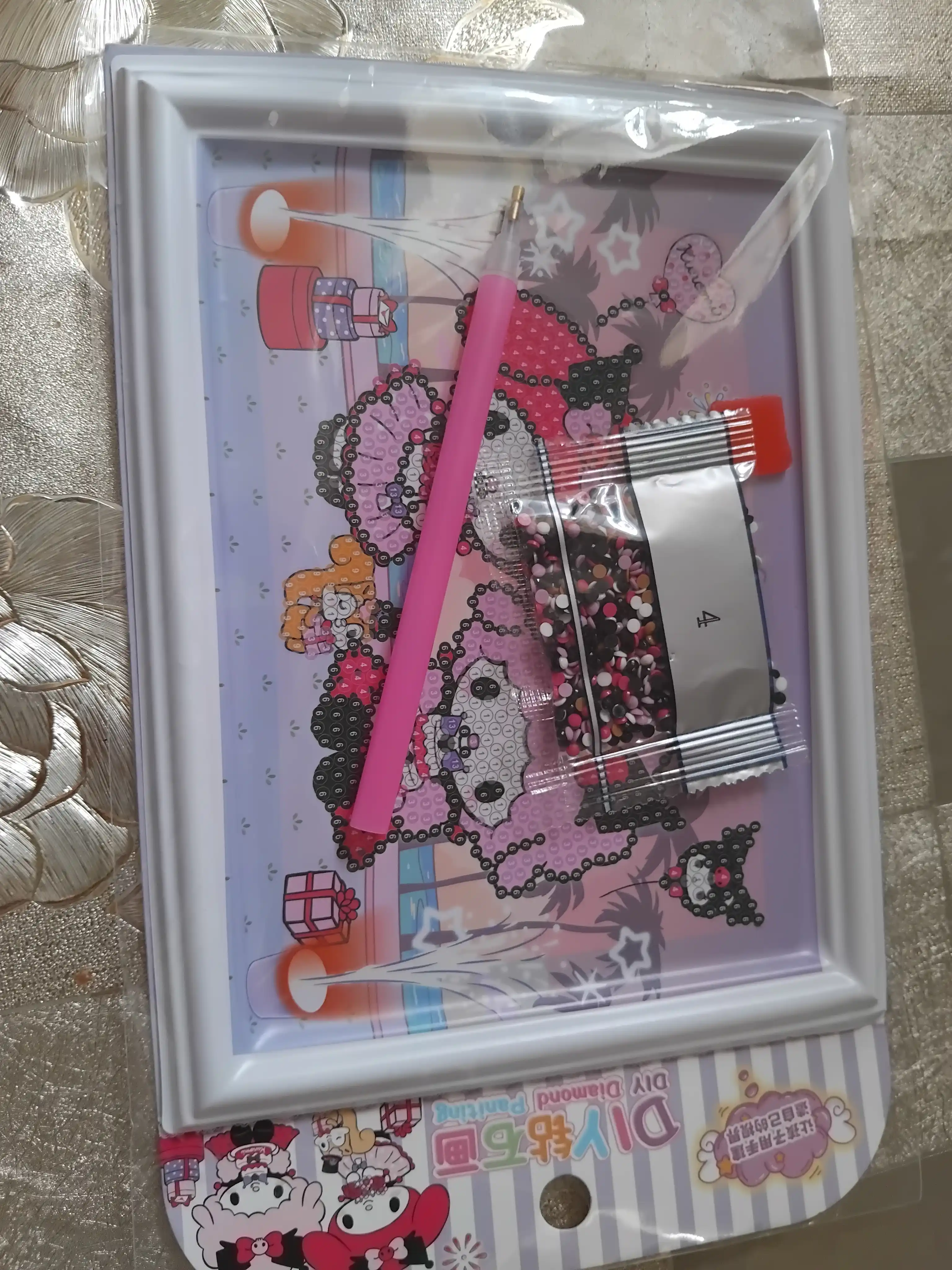 Kuromi Sanrio olmosli mozaikasi, kristall rasm, ijod uchun to'plam, 17 * 13.5 sm