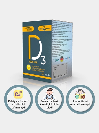 Vitamin D3 5000, Plan baby, 90 tabletka - 