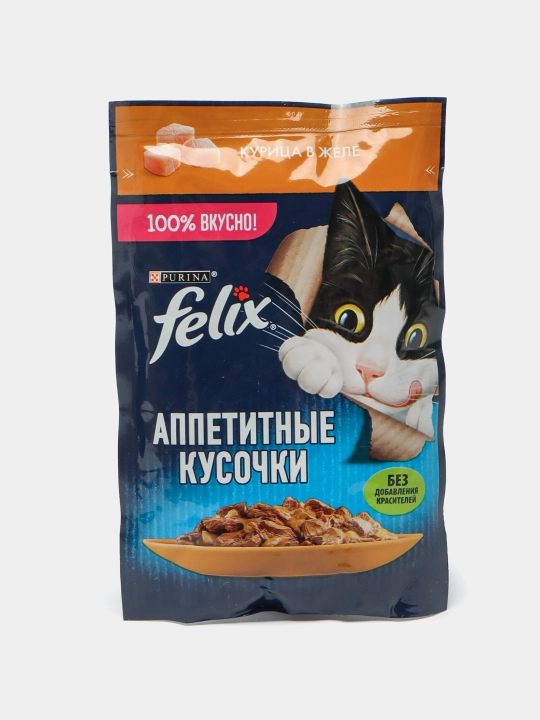 Felix Аппетитные кусочки влажный корм для кошек с курицей в желе 75 гр 26 шт