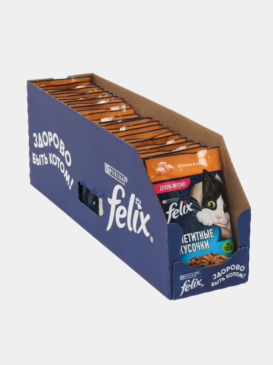 Felix Аппетитные кусочки влажный корм для кошек с курицей в желе 75 гр 26 шт