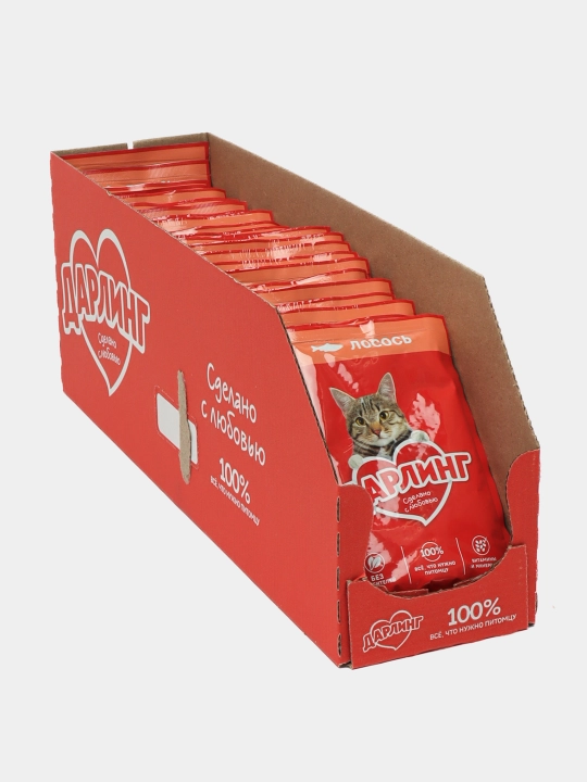 Darling nam ovqat, mushuklar uchun, losos bilan, 75 gr 26 dona