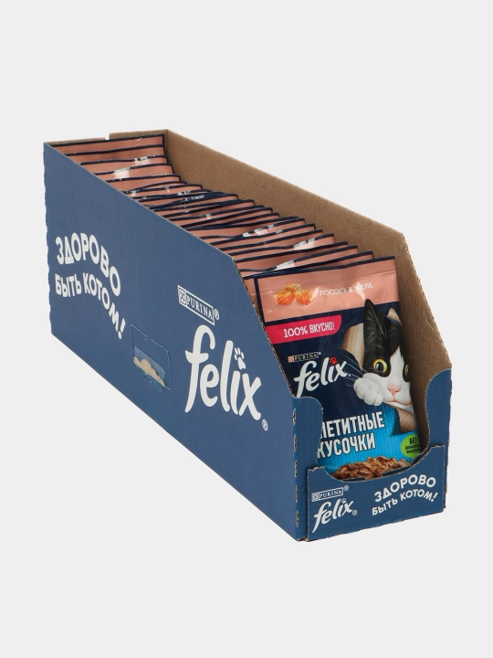 Felix Аппетитные кусочки  влажный корм для кошек, с лососем в желе, 75 гр 26 шт
