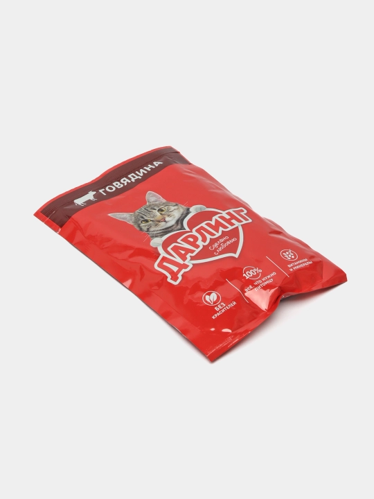 Darling nam ovqat, mushuklar uchun, sousdagi mol go'shti bilan, 75 gr 26 dona