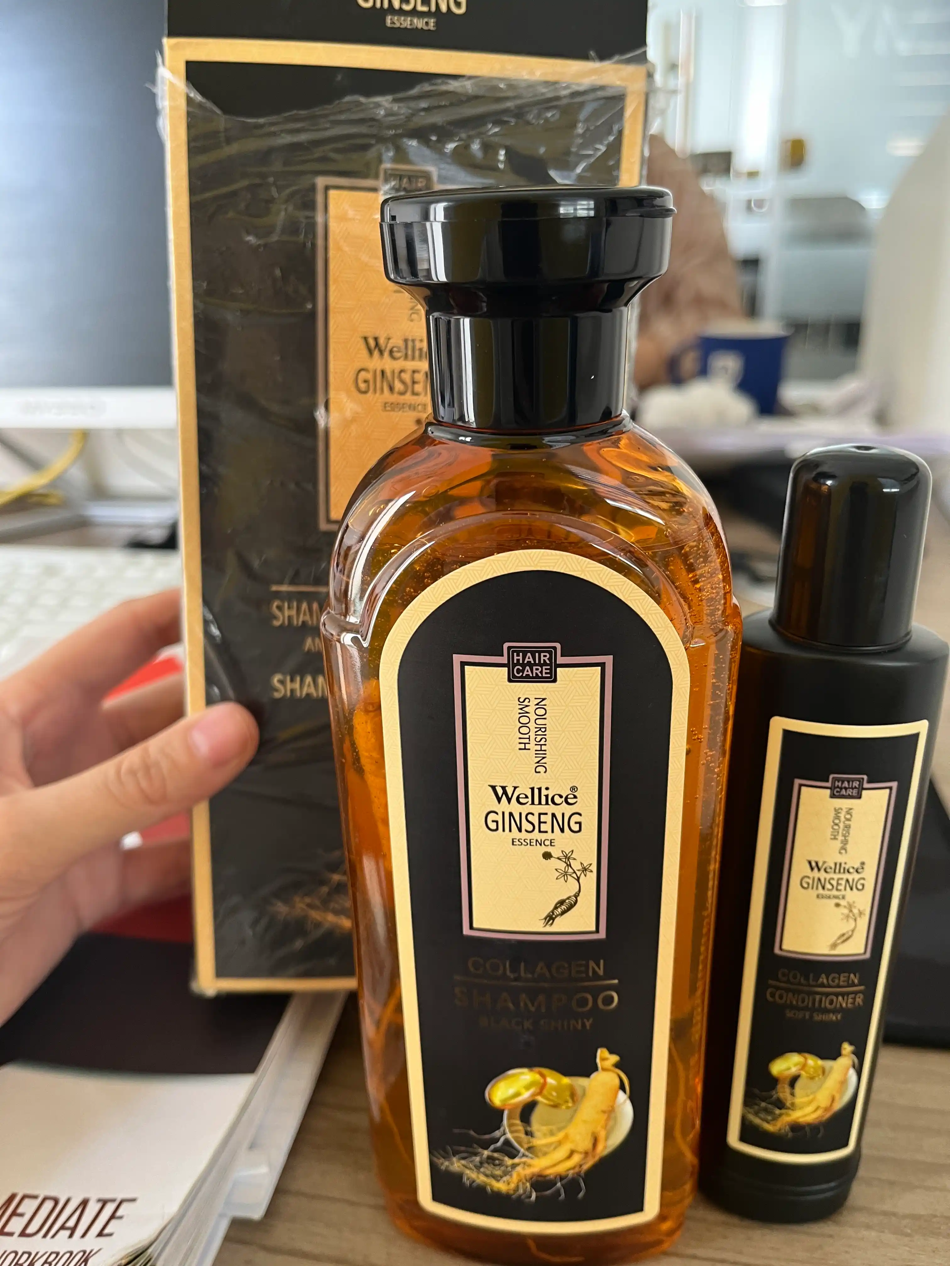 Shampun jenshenli Wellice Ginseng Collagen, sochlar tukilishiga qarshi, 420 ml