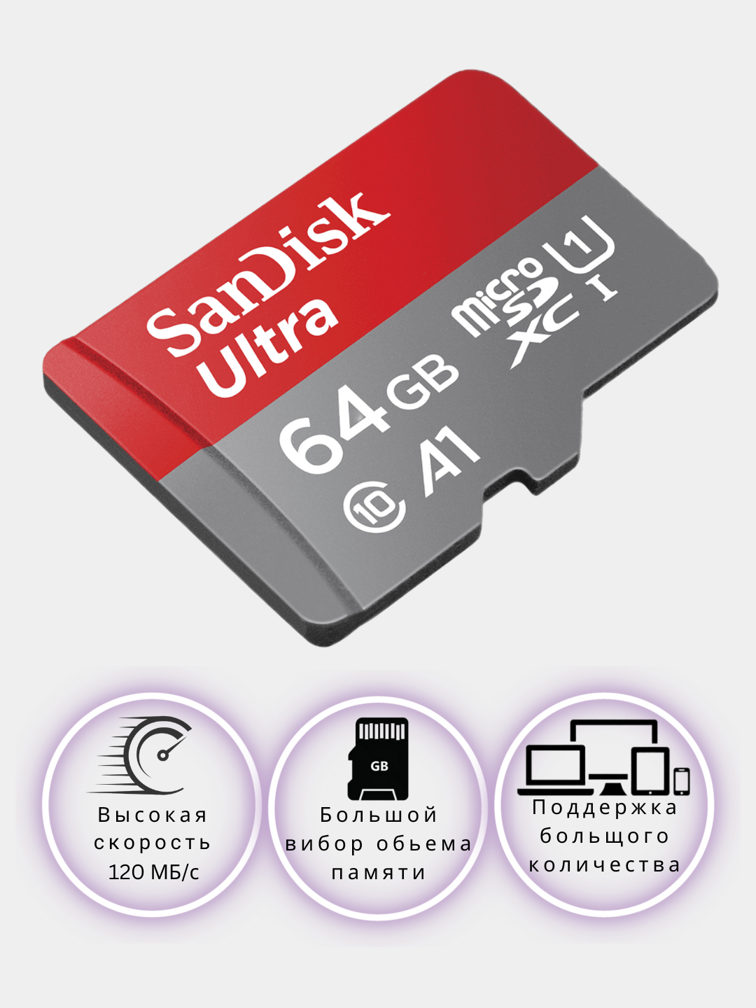 Флешка MicroSD Class 10, SanDisk карта памяти на 4 ГБ/8 ГБ/16 ГБ/32 ГБ ...