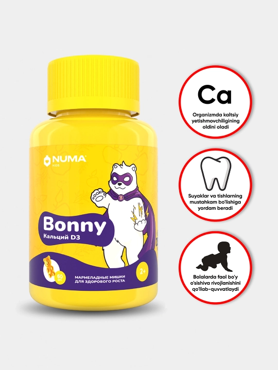 Vitaminlar кaltsiy va D3 Bonny Numa Kids, 60 dona