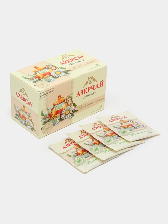Ko'k choy Azerchay "Tabiatning uyg'onishi" moychechak bilan, har biri 1,8 g dan 20 paket