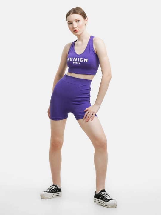 Спортивный костюм велосипедки, шорты и топ для фитнеса