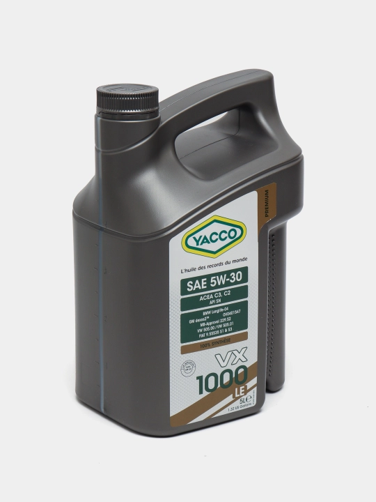 YACCO VX 1000 LE 5W-30 C2-C3 DEXOS-2 MB229.52 - 100% синтетическое моторное масло, 5 л 