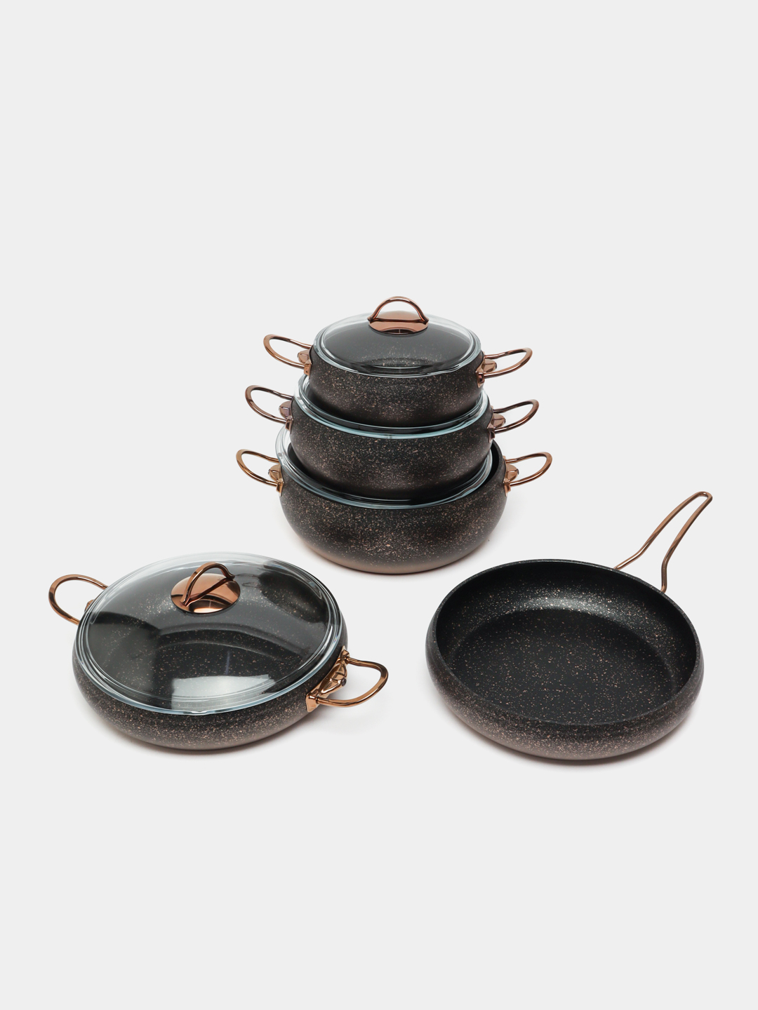 Кастрюля-жаровня O.M.S 3024 Granit Ultra 9 предметов 2.5/2.8/3.5/4.5/6.5L
