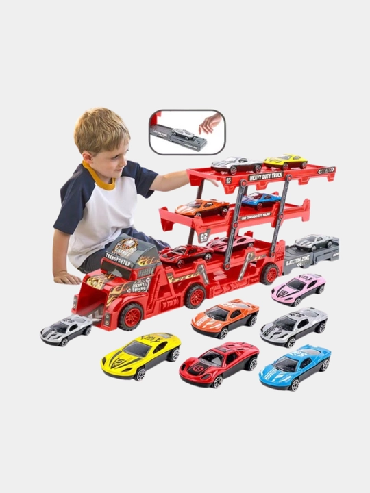 Hot Wheels metall mashinachali avtovoz, katapultali, 8 dona + gilamcha shahar