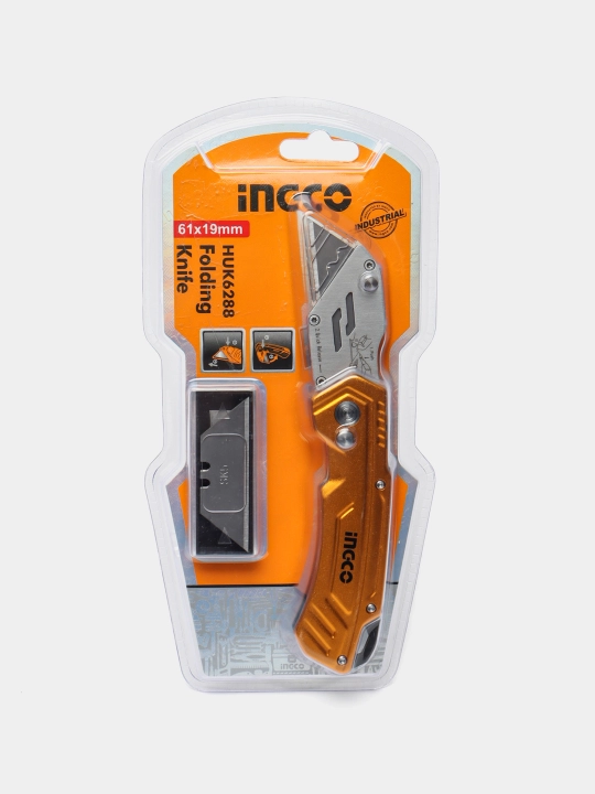Нож складной универсальный INGCO HUK6288 INDUSTRIAL, 170 мм