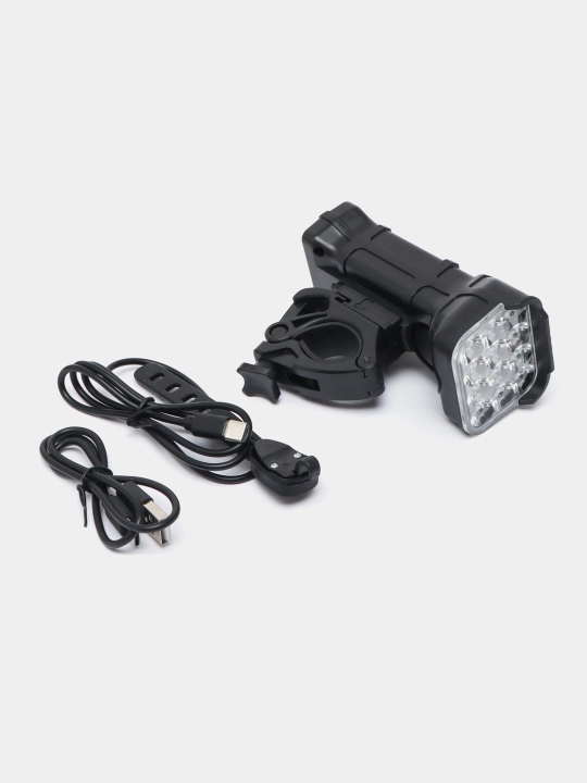 Velosiped chiroq 12 LED, Powerbank funktsiyasi, signal va zaryad ko'rsatkichi bilan - 