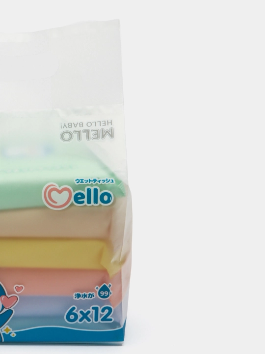 Bolalar uchun gigienik nam salfetkalar Mello, 6*12 dona