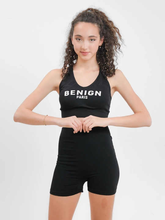 Спортивный костюм велосипедки, шорты и топ для фитнеса