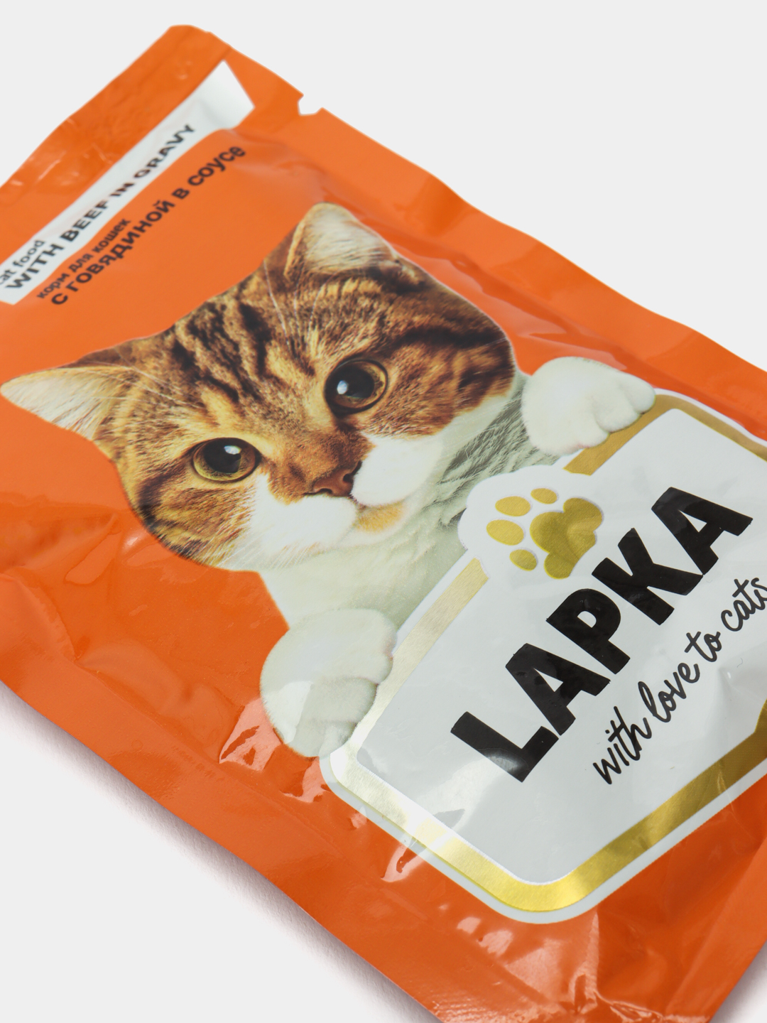 Lapka mushuklar uchun nam yem, sousdagi mol go'shti bilan, 85 gr 28 dona
